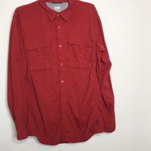 Columbia Titanium Mens Red Button Down Long Sleeve Shirt Size Large RN 69724